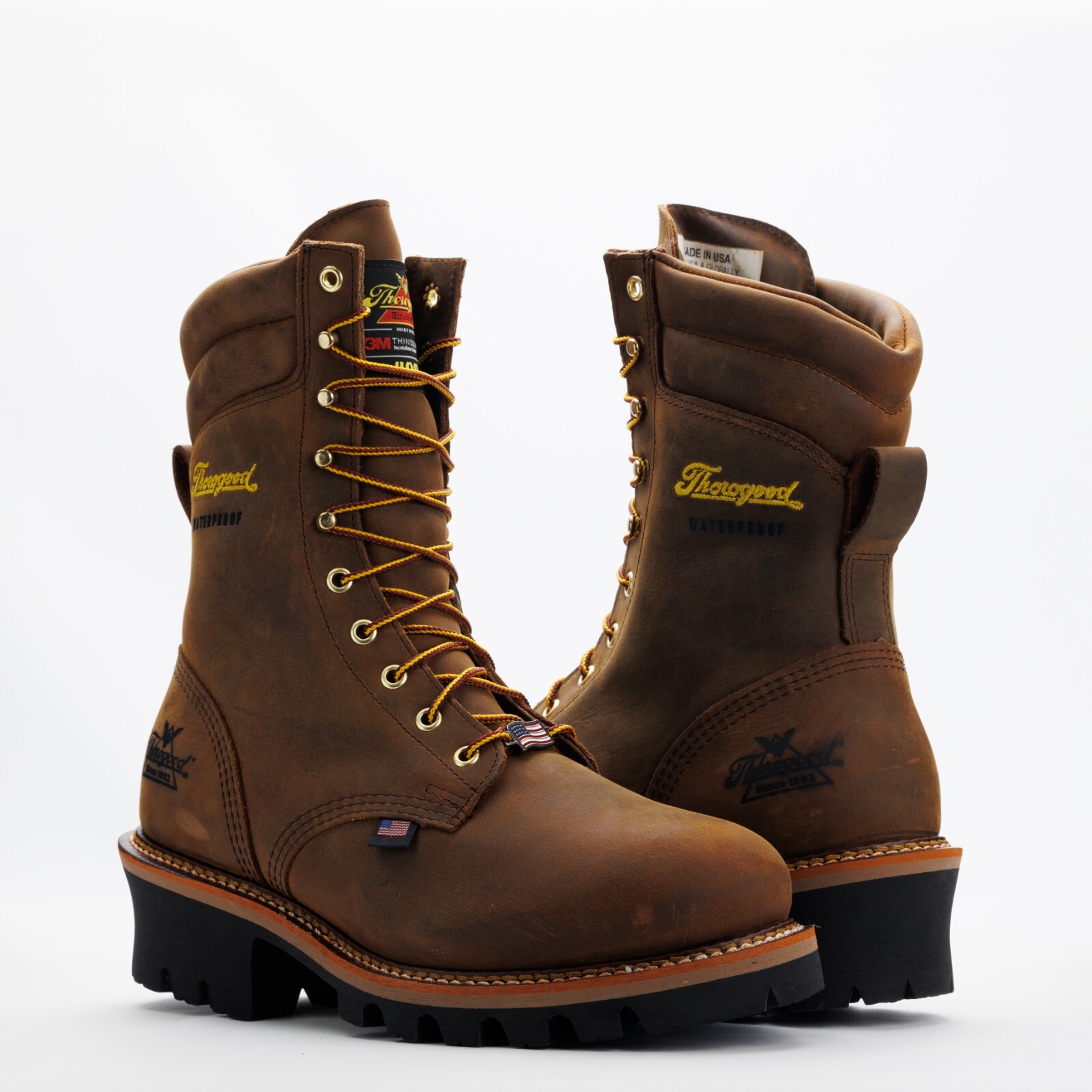 Pre-owned Thorogood Logger Series 9″ Crazy Horse Waterproof Insulated Boots 814-3554 -