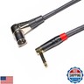 WJSTN Right Angle XLR to Right Angle 1/4 'TRS Stereo Balanced Audio Cable Right Angle 6.35mm Male to Right Angle XLR Male Microphone Cable for Mixer, Speaker, Studio Monitor -2Pack 1Feet