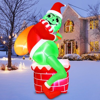 6.2FT Christmas Inflatable Outdoor Decoration - Green Monster Backpack Yard B...