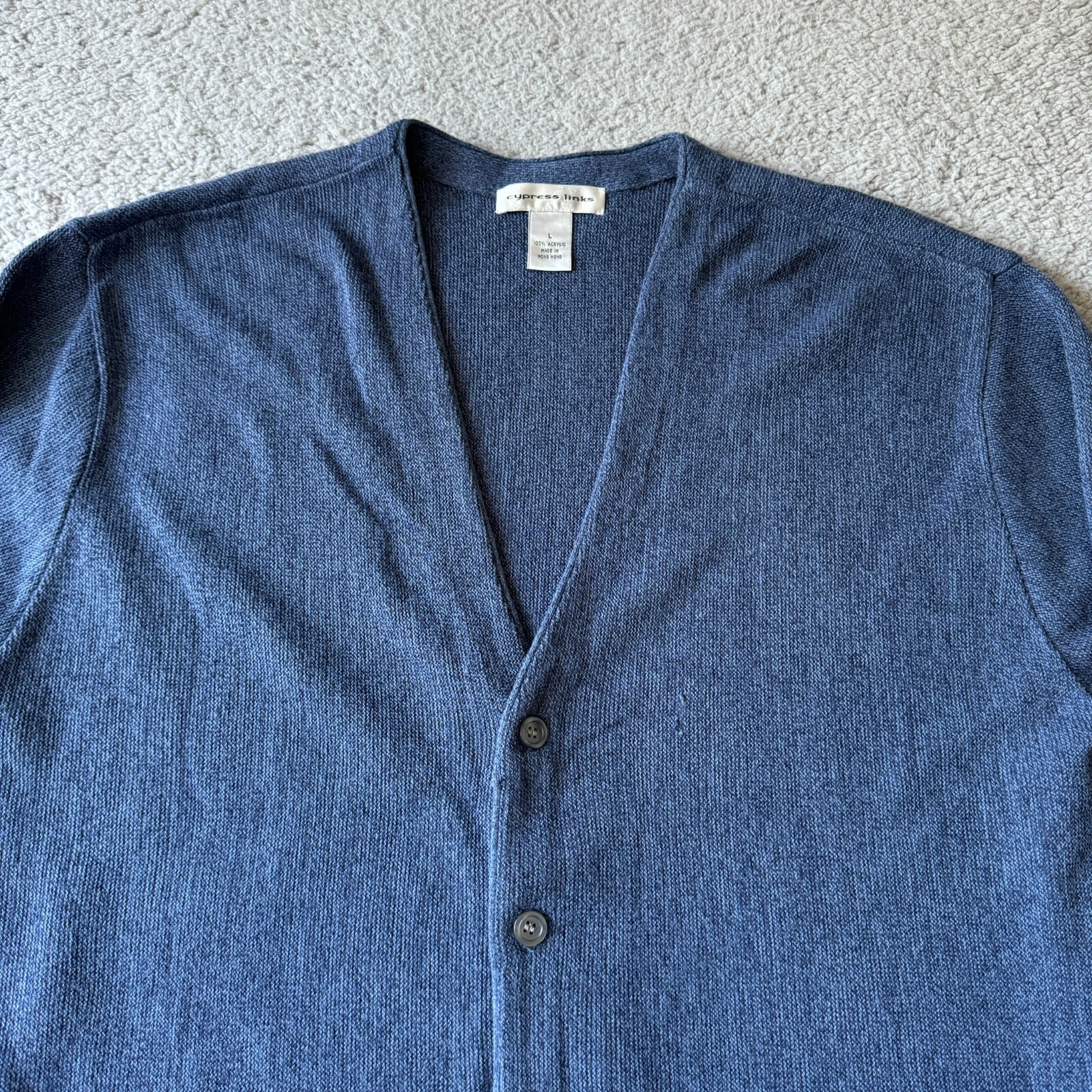 トップス 90's cypress links Acrylic CARDIGAN NEW Vintage Cypress Links Sweater Mens Large Blue Cardigan