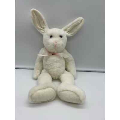 The Boyds Collection 1991 Rabbit Weighted Movable Limbs White Pink Bow Plush