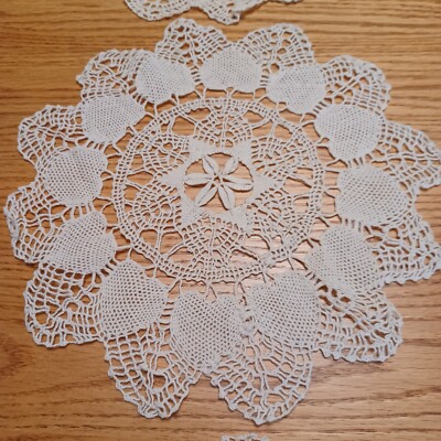 10 Inch Lace Beige Cotton Doilies Crochet Handmade  Have 17, will sell by piece