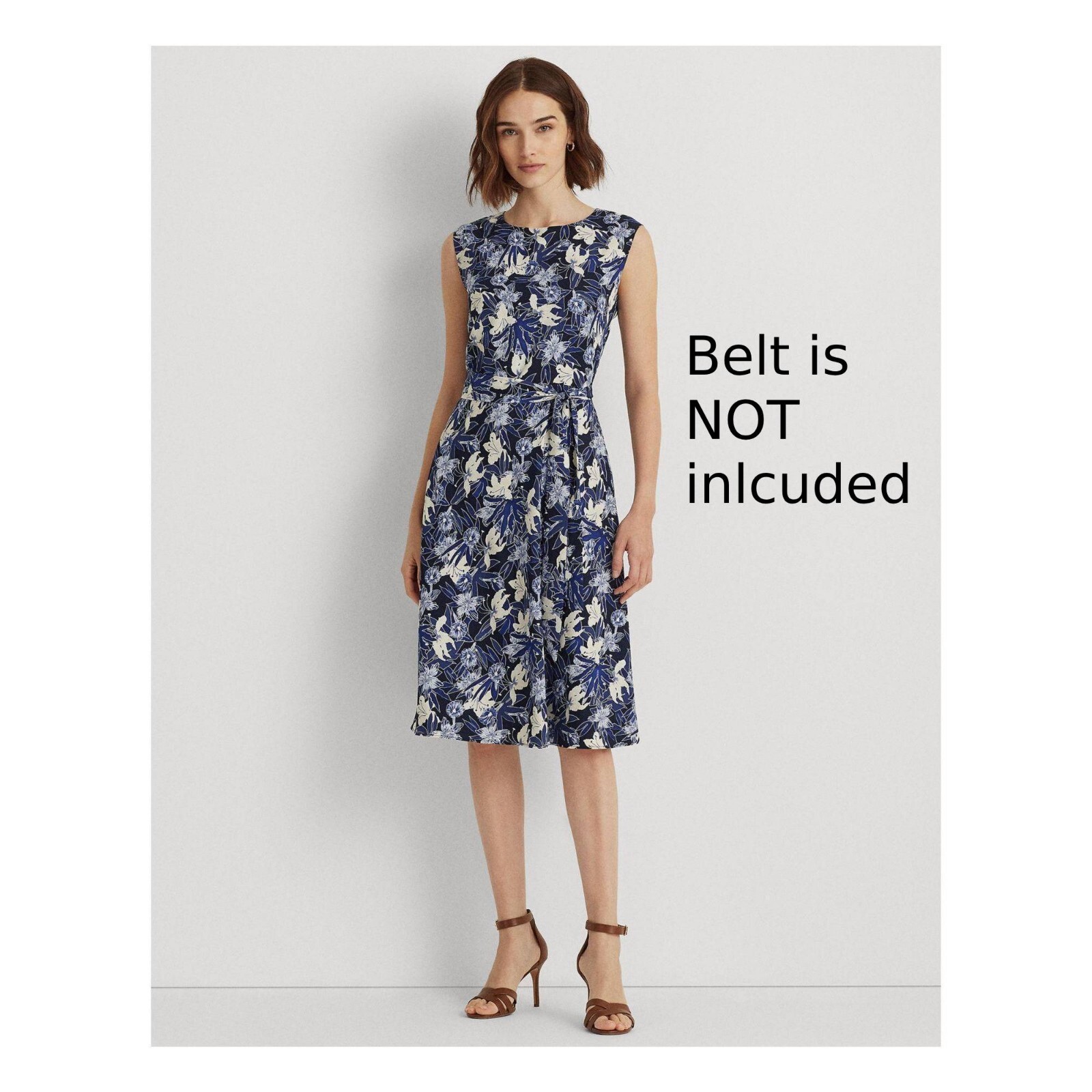 Lauren Ralph Lauren Floral Crepe Dress Blue Navy Size 10