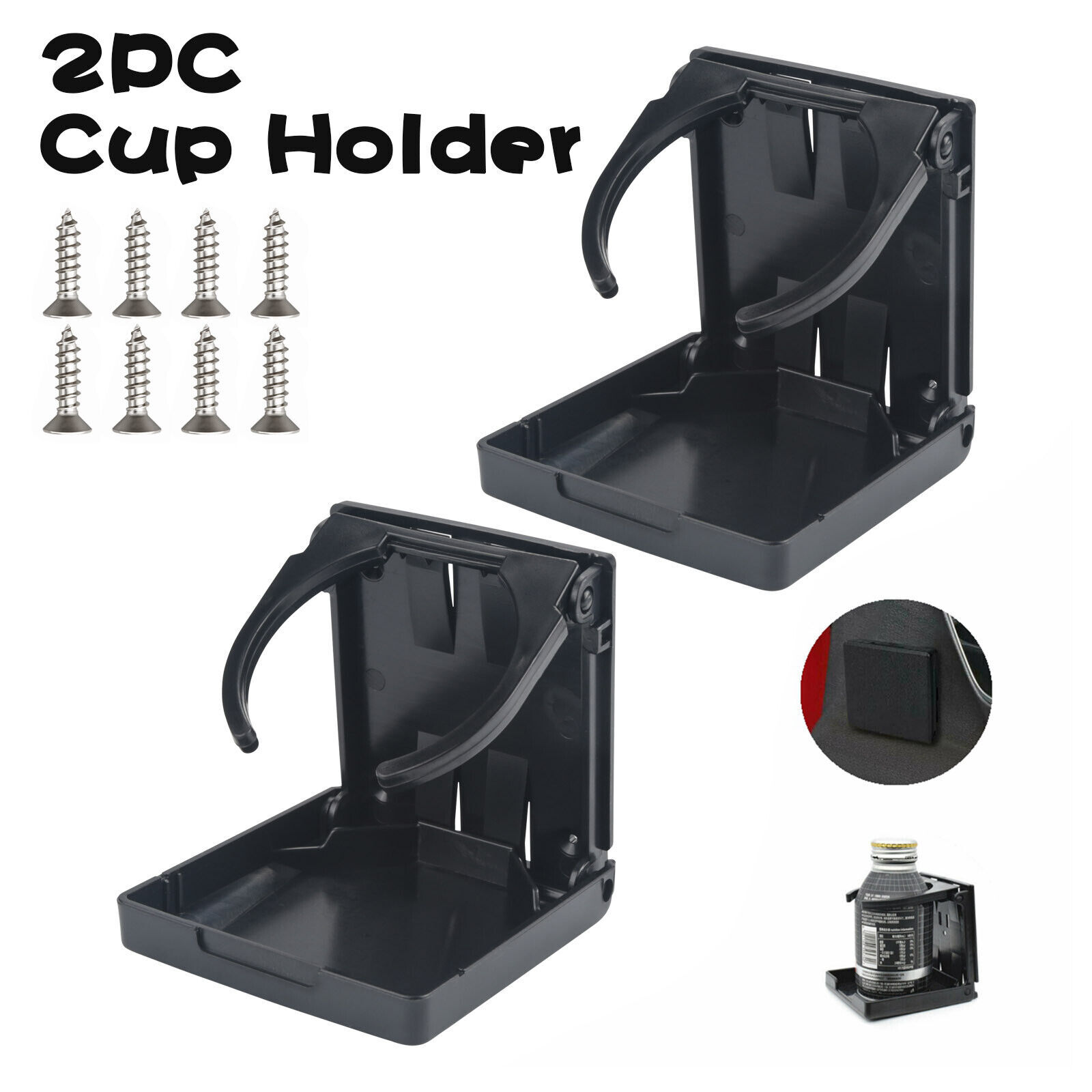 2X Universal Adjustable Car Van Folding Cup Holder Drink Holders Vehicle Boat US