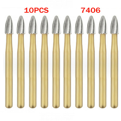 10 Pcs Dental Trimming&Finishing Gold Burs Carbide Burs 7901/7803/7104/7404/1957