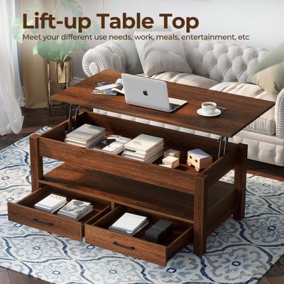 Rolanstar Coffee Table Lift Top Coffee Table with Drawers and ...