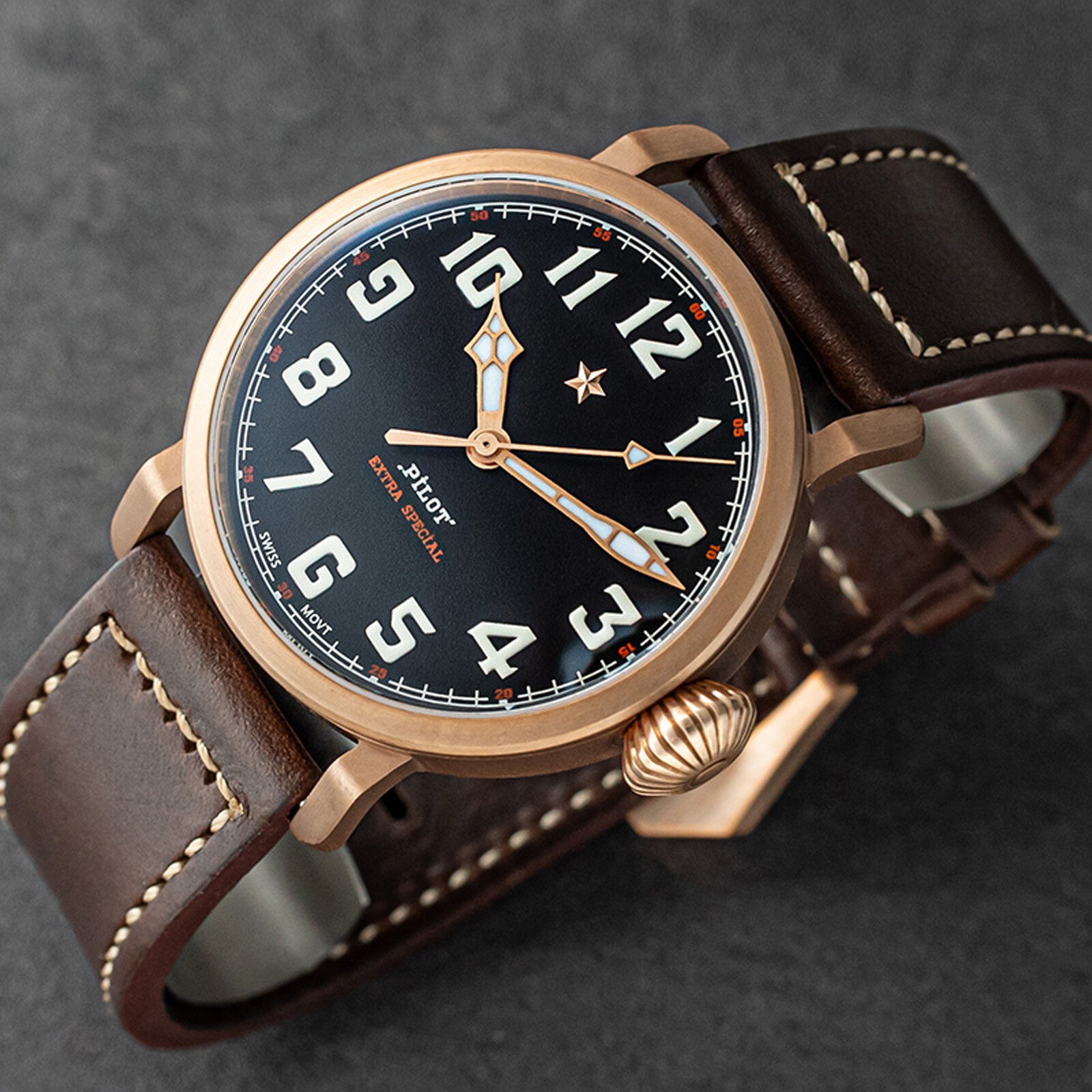 Pre-owned Sugess 42mm Pliot Master Genuine Cusn8 Bronze Mechanical Mens Watch Seagull 1963