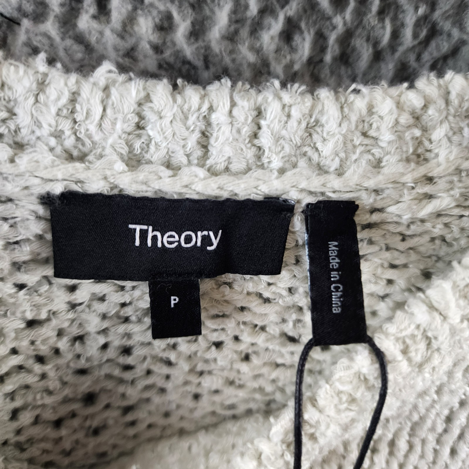 Theory Shrunken Crewneck Sweater Women's P Reed Ribbed Hem Linen Blend Pullover - Picture 5 of 14