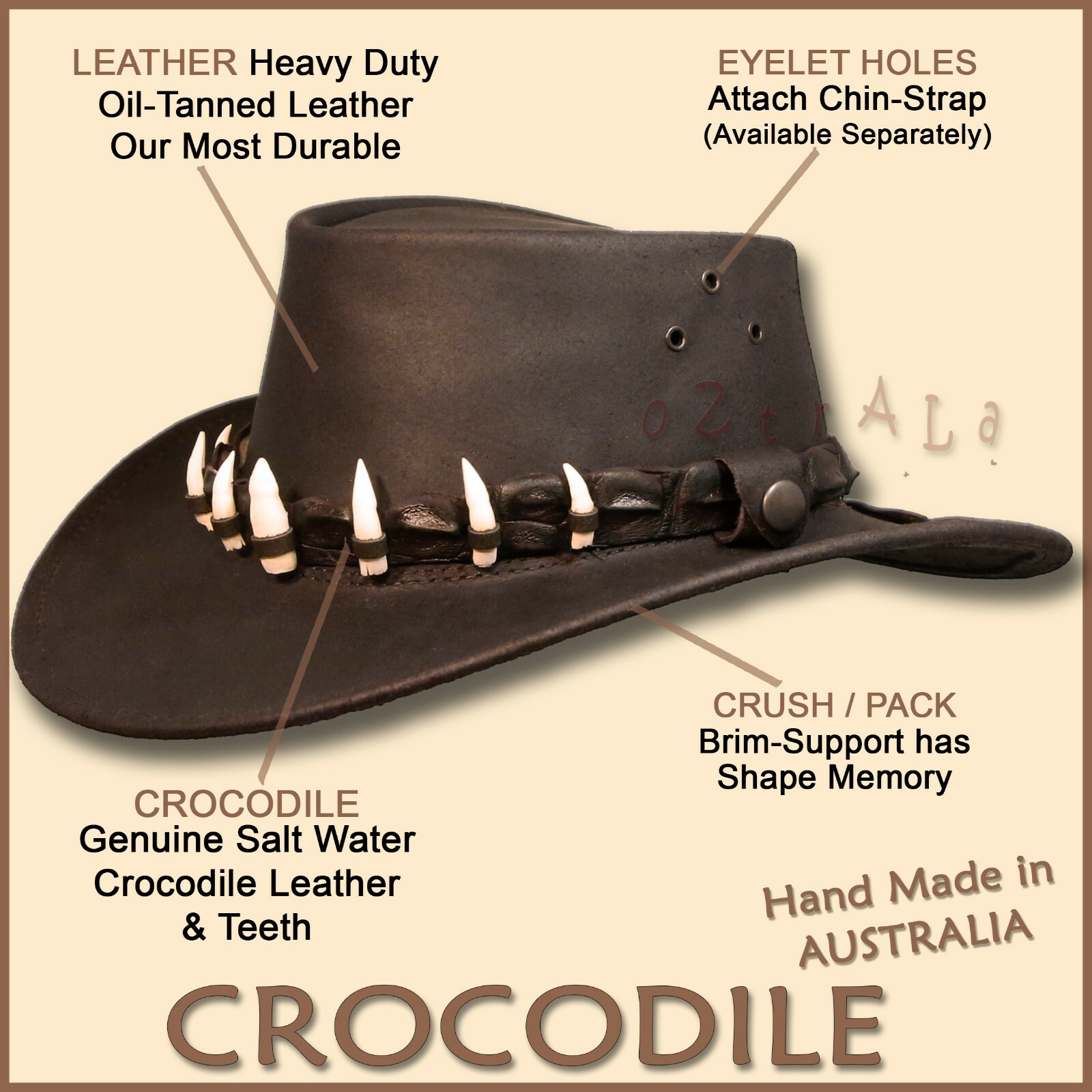 oZtrALa Oiled Leather CROCODILE Band 