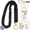 HONSIO Scrunchie Teacher Lanyards for ID Badges, Cute Neck Lanyard for Keys Stretchy Straps with Card Holder for Women, Black