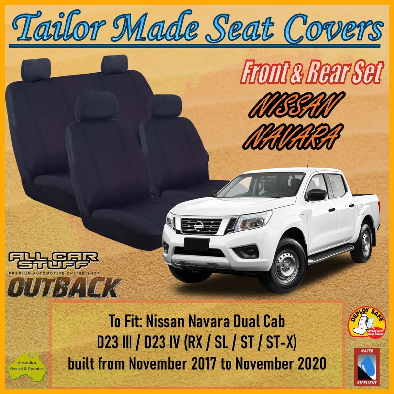 Black Canvas Seat Covers for Nissan Navara NP300 D23 Dual Cab 11/2017
