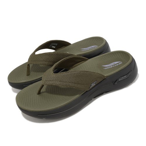 

Сандалии Skechers Go Walk Arch Fit Offshore Olive Flip-Flops Thongs 229057-OLBK, Зеленый, Go Walk Arch Fit Sandal-offshore