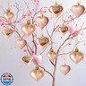 24PCS Valentines Day Heart Ornaments, Rosegold Heart Shaped Ornaments, 2 Sizes Heart Hanging Ornaments, Glossy Heart Baubles Hanging Decorations for Valentine's Day Wedding Anniversary Party Decor