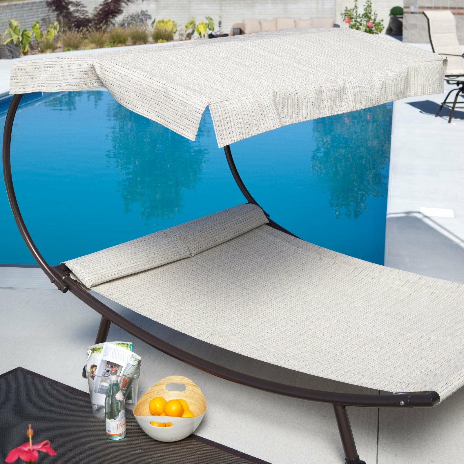 Double Chaise Lounge W/Canopy Pool Side Furniture Outdoor Chaise - Double Chaise Lounge W/Canopy Pool Side Furniture Outdoor Chaise