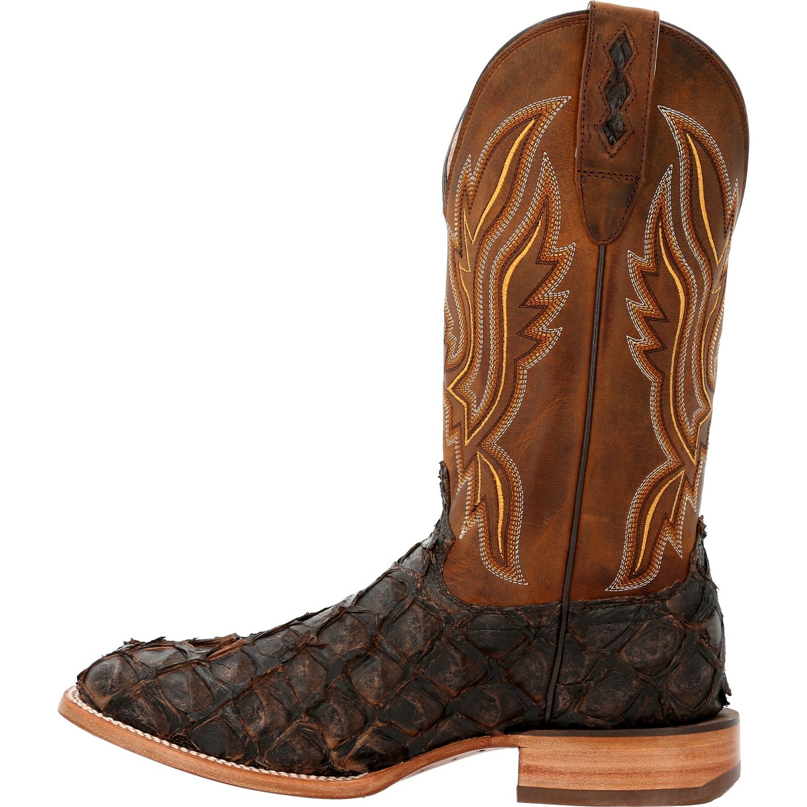 Pre-owned Durango Boots Durango® Premium Exotics™ Dark Brown Pirarucu Western Boots Ddb0380 - All Sizes