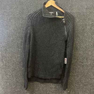    KARL LAGERFELD Size XS Sweater Black TURTLE NECK Angled Zipper NWT