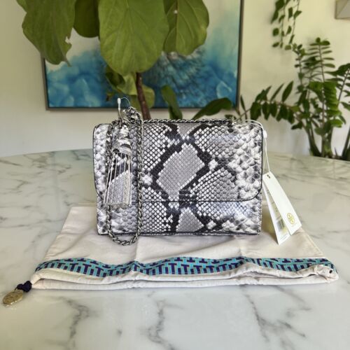 NWT Tory Burch Fleming Snakeskin Embossed Leather Small