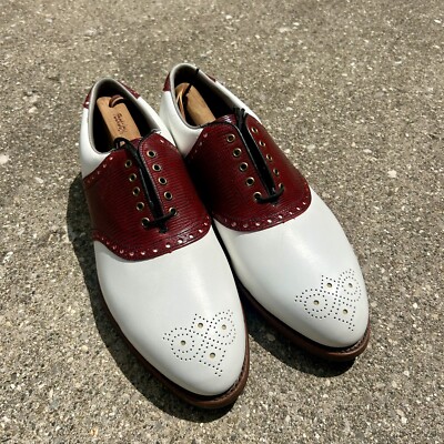 Mens Foot Joy Golf Shoes 11 Vintage Red And White With Wood Inserts NWOB