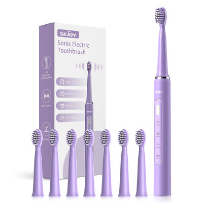 SEJOY Sonic Electric Toothbrush Rechargeable 7 Brush Heads 3 Modes Precise Clean