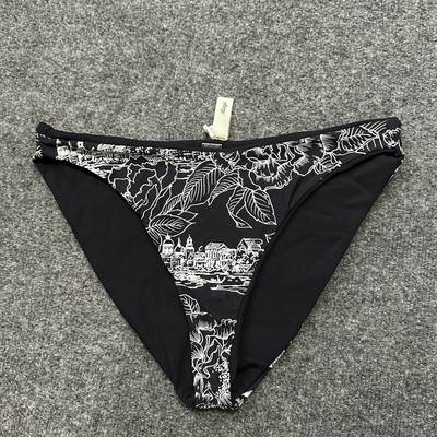 Maaji Women's Black Reversible Floral Print Stretch Bikini Bottom Swimwear XL