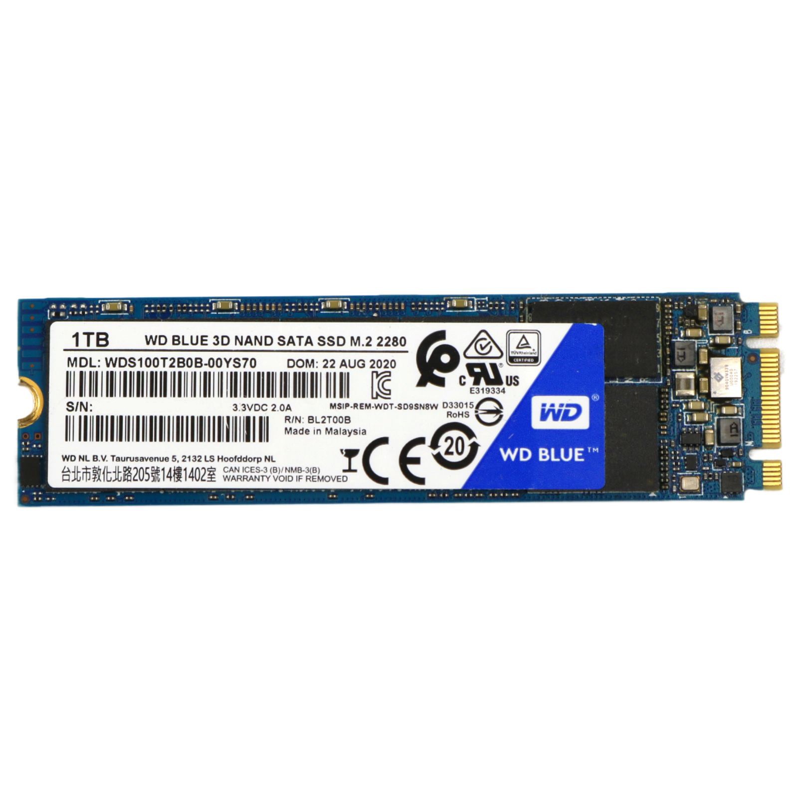 1TB WD Blue WDS100T2B0B SSD WITH 2 2280 Pcie Nand Flash Storage