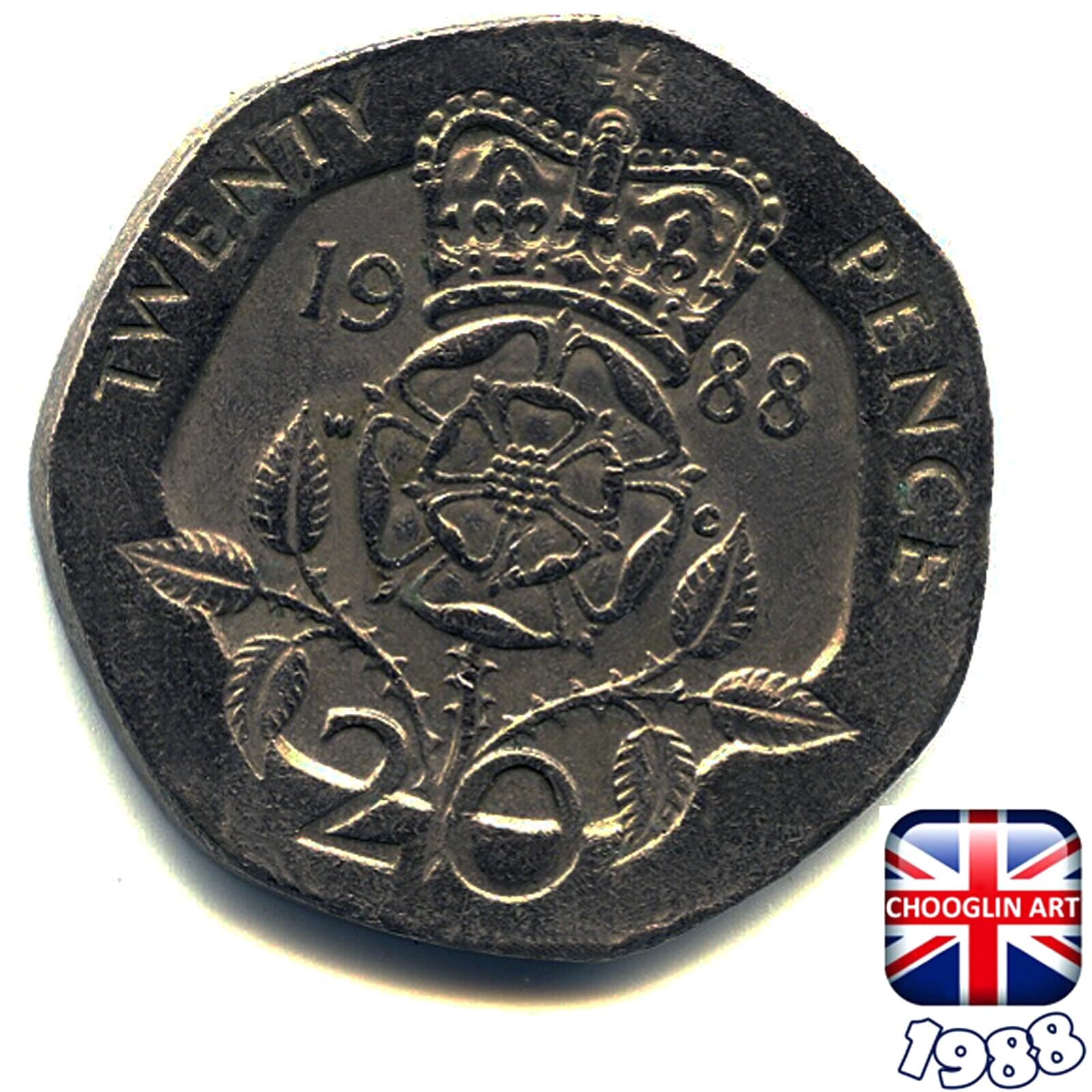 A BRITISH 1988 ELIZABETH II TWENTY PENCE 20p coin, 37 Years Old
