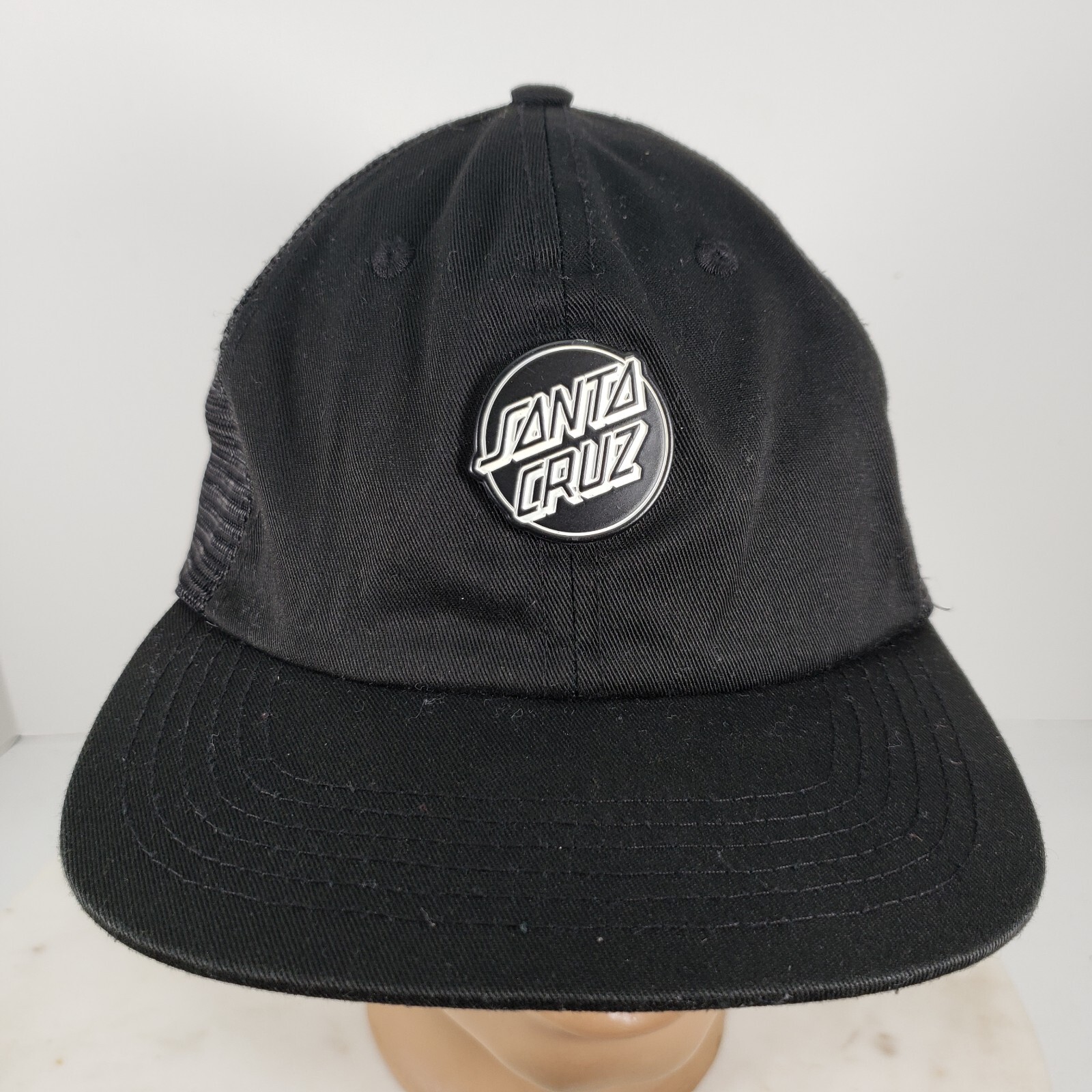 Santa Cruz Hat Spell Out Patch Cap Black Mesh Snapback