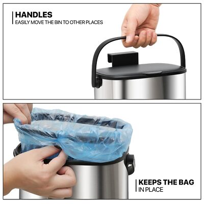 MoNiBloom 1.3-Gallon Small Hanging Trash Can for Kitchen Bathroom Bedroom Liv...