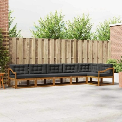 Outdoor Sofa Set with Cushion 6 pcs Natural and Anthracite