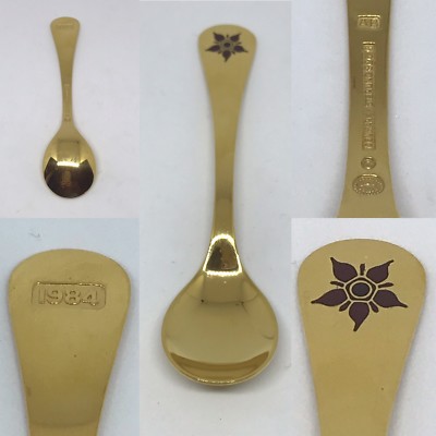 GEORG JENSEN DENMARK VINTAGE ANNUAL 1984 STERLING SILVER FLOWER SPOON .