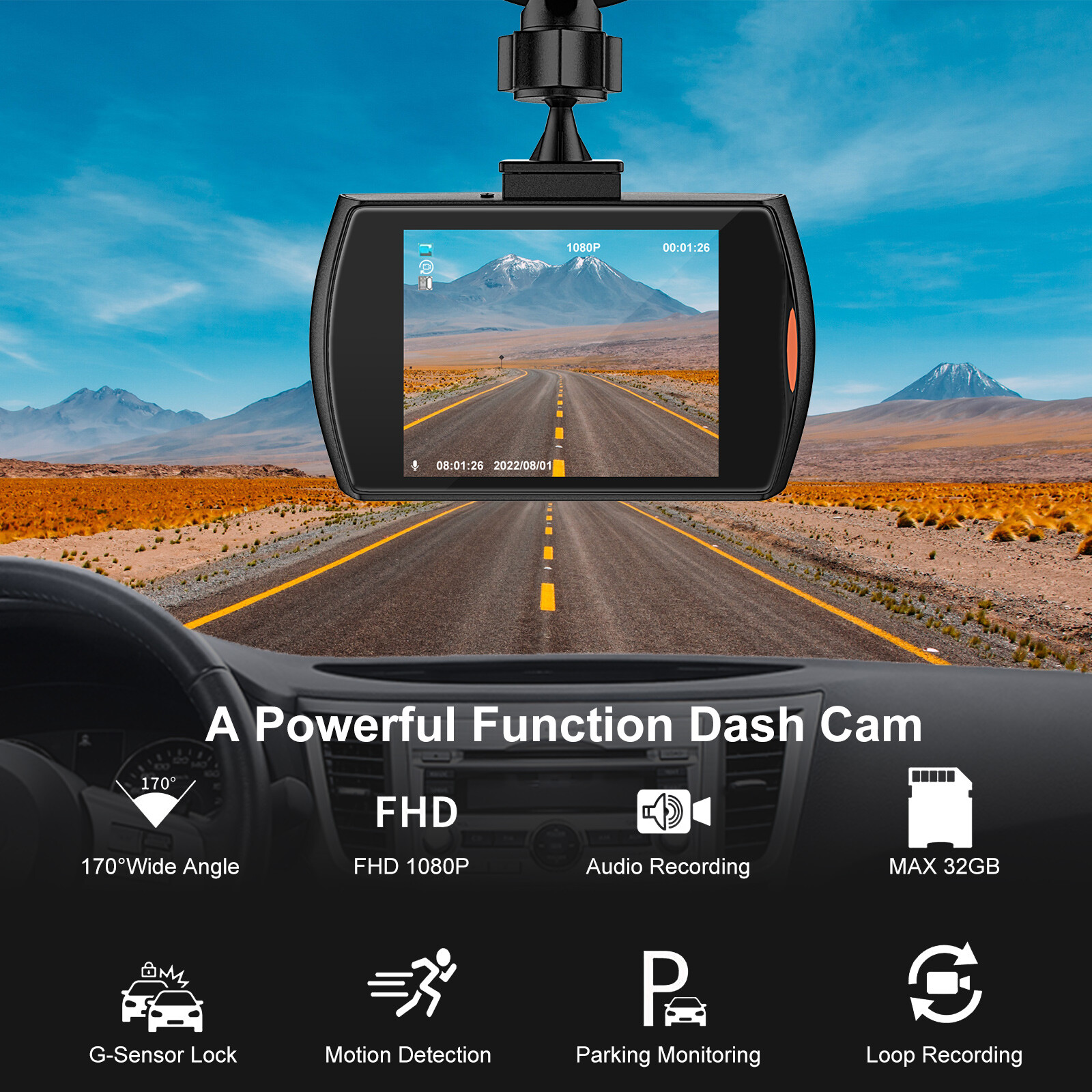 1080P Full HD Dash Cam Car DVR Front Camera Video Recorder G-sensor Night Vision
