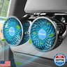 Poraxy Car Fan, 12V Cooling Fans for Backseat for Kids, Headrest 360 Degree Rotatable Dual Head Back Seat Stepless Speed Vehicles Rear Seat Air Fan for Sedan SUV RV