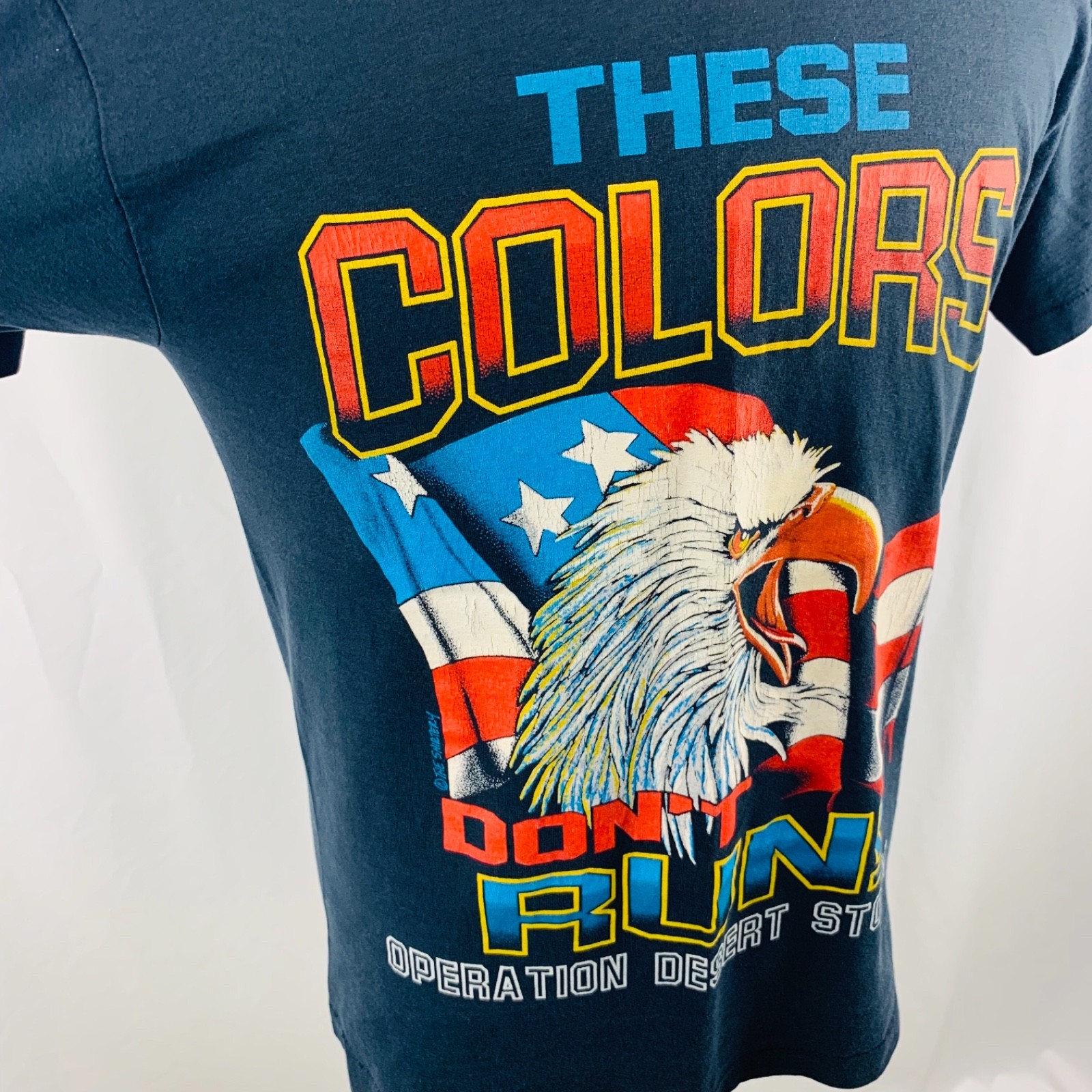 OPERATION DESERT STORM US Military Mens Large Black T-Shirt EAGLE Graphic