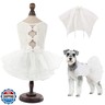 ASENKU Dog Dress, Dog Wedding Dress, Pet Lace Princess Dress with Bows for Wedding Birthday Party, Puppy Formal White Apparel with Pearl Necklace for Small Dogs