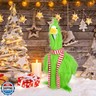 JcHrmers Christmas Porch Goose Outfit Santa Claus Goose Costume Funny Green Fur Clothes with Striped Scarf for Goose for Halloween Christmas Holiday 23'' Porch Goose Decorations