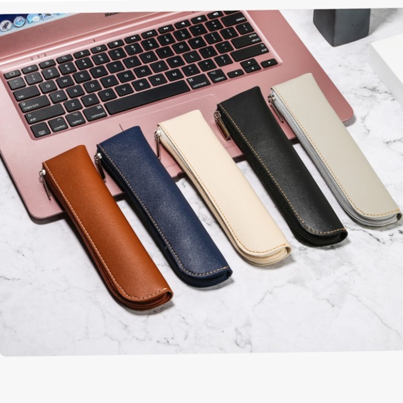 Case Pu Leather Pen Bag Zipper Makeup Cosmetic Pouch