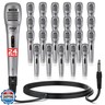 Pyle Professional Dynamic Microphone - 24-Pack Unidirectional Handheld Mic with Built-in Pop Filter, High Signal Output, 6.5 ft. XLR Audio Cable, Ideal for Stage, Karaoke and Studio Performances