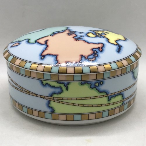 Vintage Tiffany & Co. World Map Design Porcelain Trinket Box