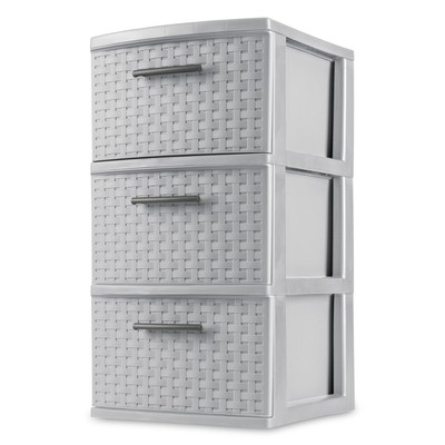 3 Drawer Weave Tower, Cement Color, Compact Storage Solution USA free shipping