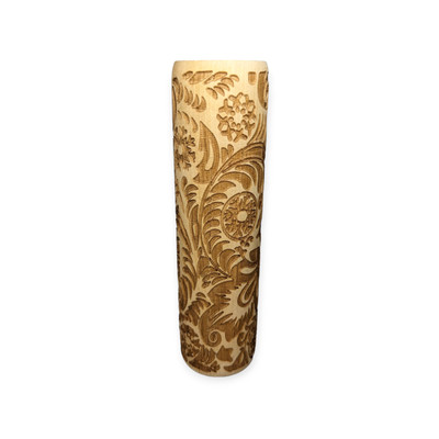 Wooden Floral Carved Embossing Rolling Pin without Handles