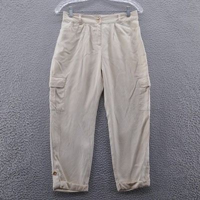 Chicos Beige Tencel Cargo Ankle Pants Women Size 00 US 2 Petite Elastic
