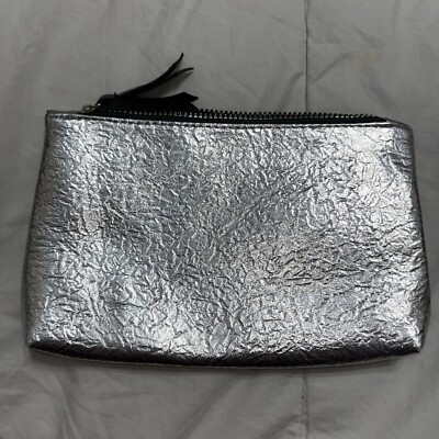  Ipsy Glam Bag Silver Metallic Case Makeup Cosmetics Bag Zipper December 2019