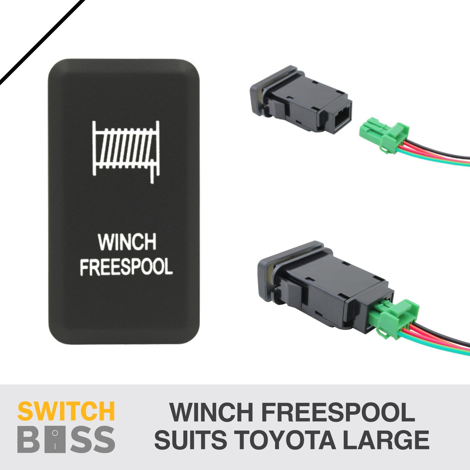 WINCH FREESPOOL WHITE LED Push Switch Suit LARGE Toyota Landcruiser Prado Hilux