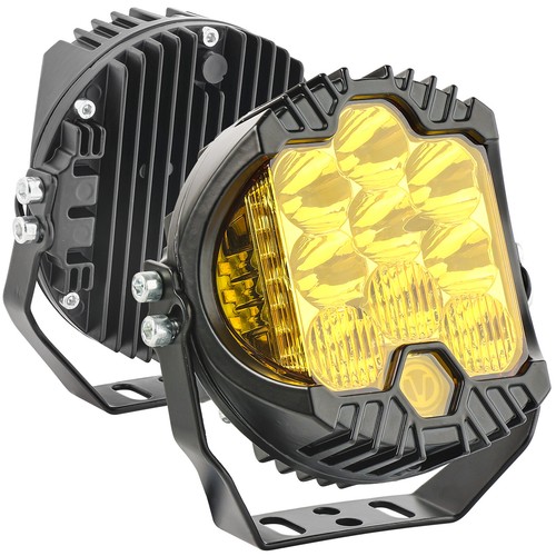 Side Shooter LED Pods Light 5 inch Off Road Yellow Halo DRL Driving Fog Lights