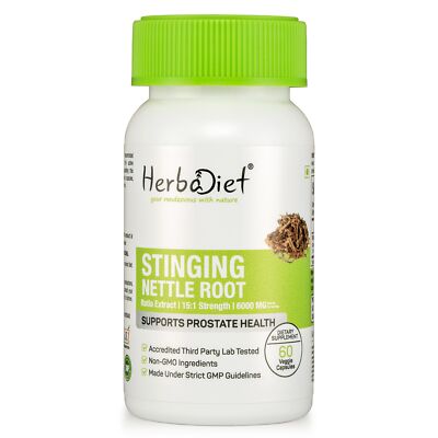 Stinging Nettle Root Extract Capsules 20:1 (6000 mg eq) Vegan Prostate Support