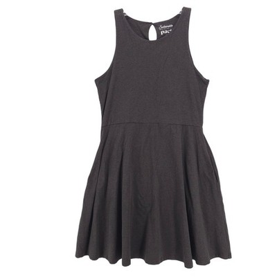 PACT Dark Gray Sleeveless Dress Fit & Flare Organic Cotton Stretch Pockets XL