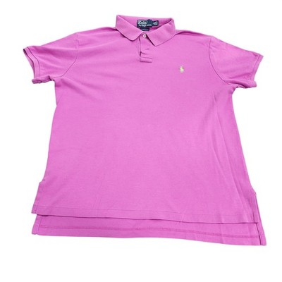 Polo Ralph Lauren Mens Custom Fit Pink Short Sleeve Polo Shirt Large Logo