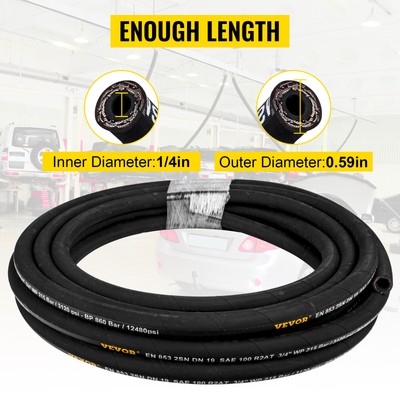 VEVOR Hydraulic Hose 1/4"Coiled Hydraulic Hose 100ft Hydraulic Hose 5800 PSI