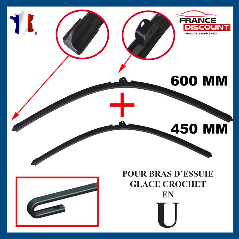 Balais D'Essuie Glace Plat Avant 600 + 450 Mm Pour CitroÃN C2 (Jm_) Et C3 I (Fc)