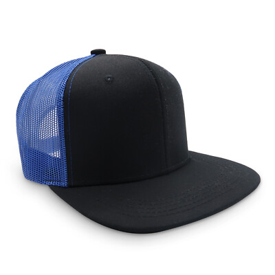 Men Snapback Hat Cotton Mesh Solid Flat Brim Style Baseball Cap Trucker Visor 